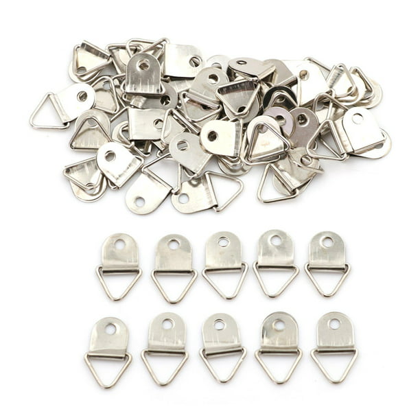Details about   50pcs Silver Triangle Mirror Hangers Strap D-Ring Hanging Picture Frame Hooks WH